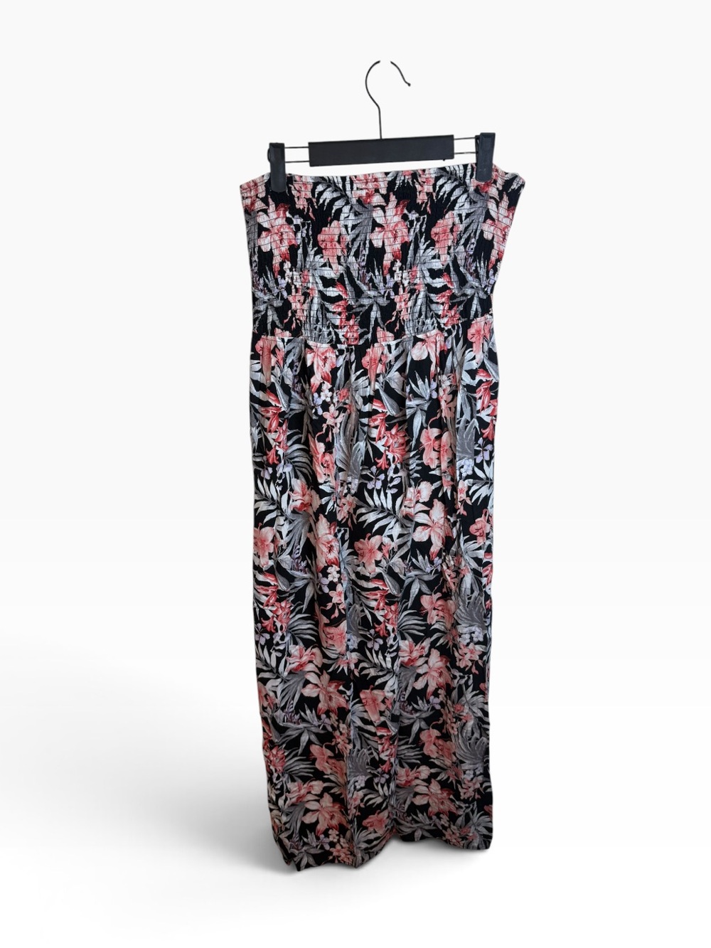 Forever 21 Tropical Floral Smocked Strapless Maxi Dress